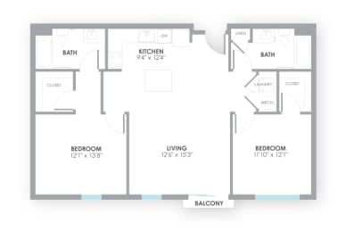2 beds, 2 baths, 1,088 sqft, $1,953