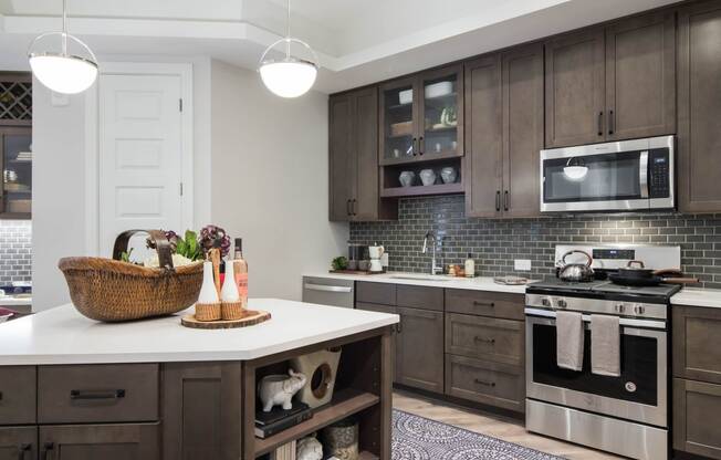 Gas Range And Built-in Microwaves at The Alastair at Aria Village, Sandy Springs, GA, 30328