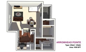 2 beds, 2 baths, 1,030 sqft, $1,338