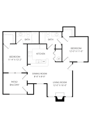 2 beds, 2 baths, 961 sqft, $1,255