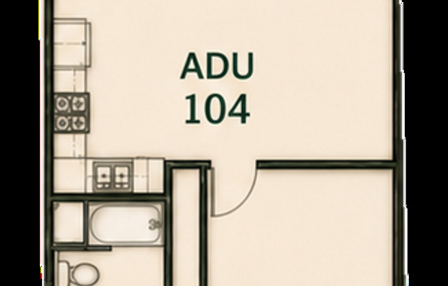 1 bed, 1 bath, 611 sqft, $2,745, Unit 104