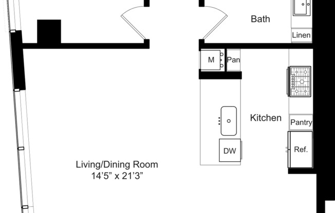 1 bed, 1 bath, 845 sqft, $3,425, Unit 3702