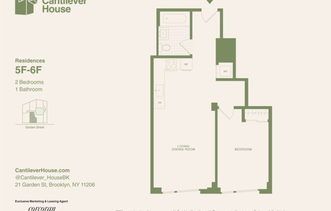 1 bed, 1 bath, $3,950, Unit 5F