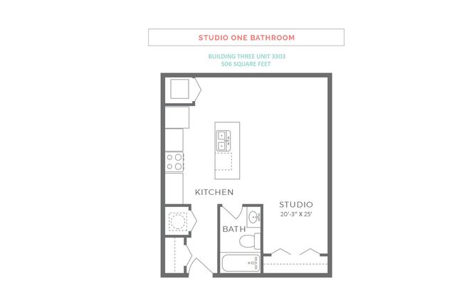 Studio, 1 bath, 506 sqft, $1,700