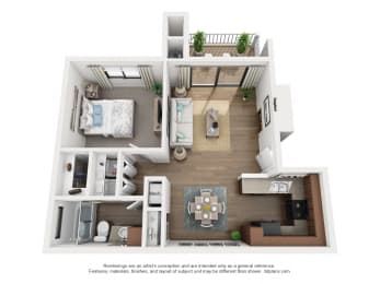 1 bed, 1 bath, 642 sqft, $1,615