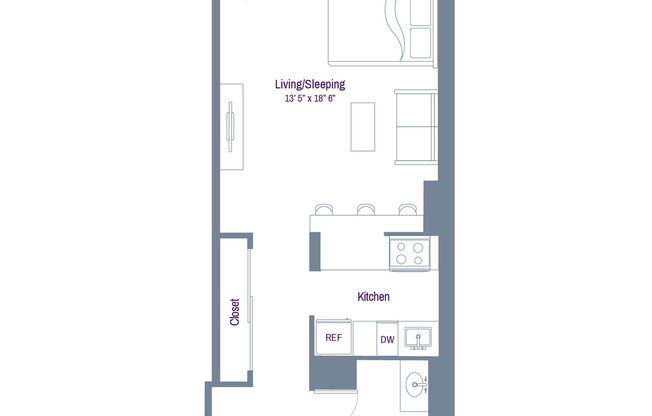 Studio, 1 bath, 521 sqft, $4,158, Unit 2202