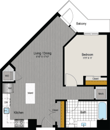 1 bed, 1 bath, 656 sqft, $1,845