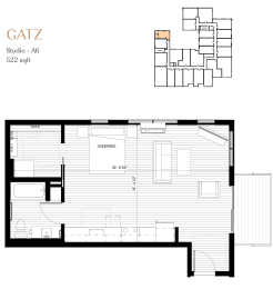Studio, 1 bath, 522 sqft, $1,398