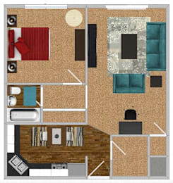 1 bed, 1 bath, 747 sqft, $692