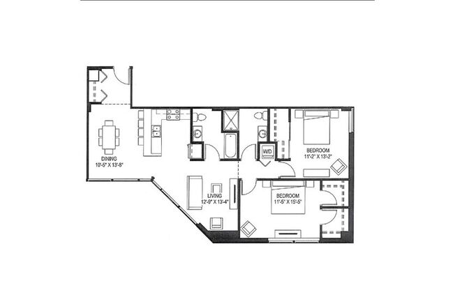 2 beds, 2 baths, 1,070 sqft, $1,949, Unit 201
