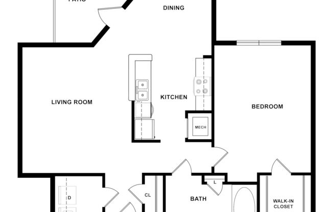 1 bed, 1 bath, 763 sqft, $1,400