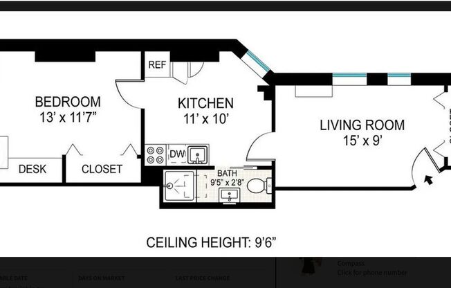 1 bed, 1 bath, $2,850, Unit 5B