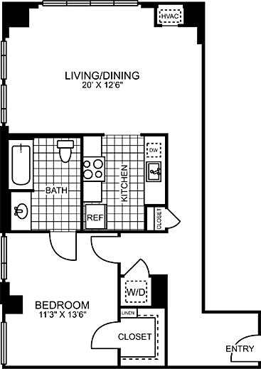 1 bed, 1 bath, 825 sqft, $3,575, Unit 1-402