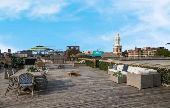 Roof top deck with a view at The View at Old City, Philadelphia, PA