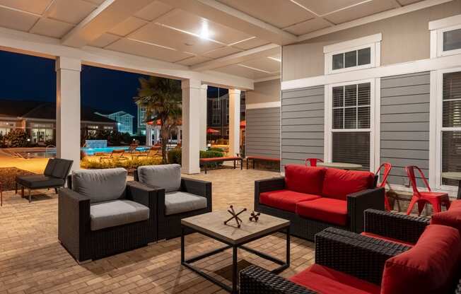 Outdoor Sundeck Lounge At Night