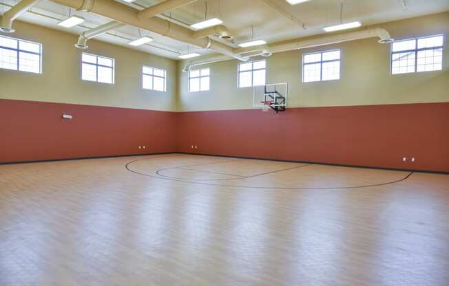 Indoor Basketball Court with Hoops