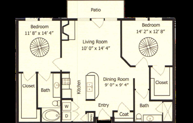 2 beds, 2 baths, 1,216 sqft, $2,044, Unit 269