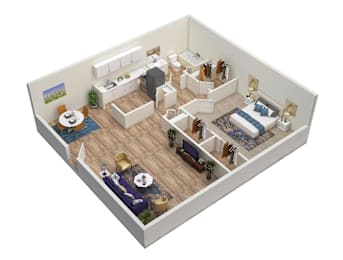 1 bed, 1 bath, 736 sqft, $999
