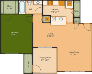 1 bed, 1 bath, 780 sqft, $1,410