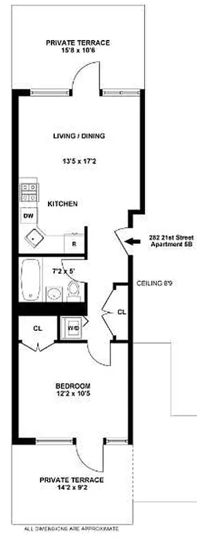 1 bed, $3,250, Unit 5B