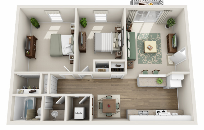 2 beds, 1 bath, 950 sqft, $1,250