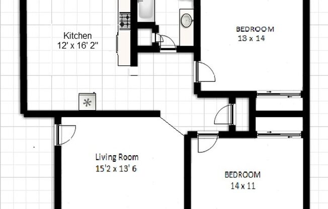 2 beds, 1 bath, 903 sqft, $1,140, Unit H-2