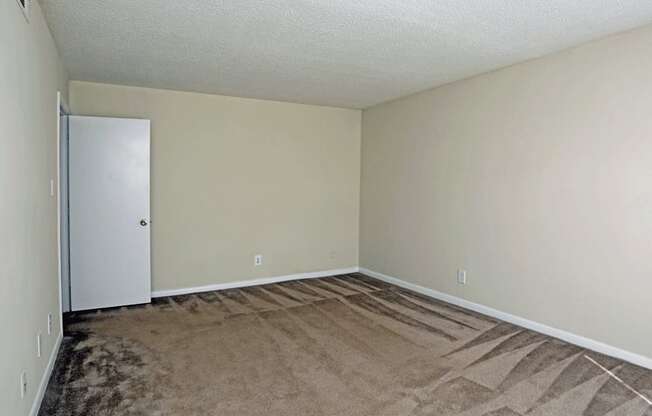 Bedroom with plush carpeting