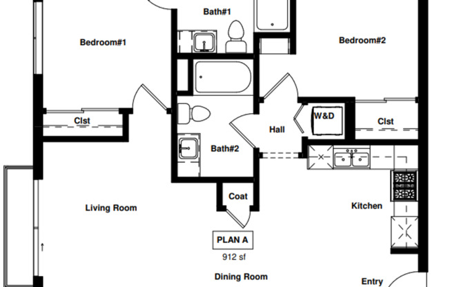 2 beds, 2 baths, 911 sqft, $2,725, Unit 405