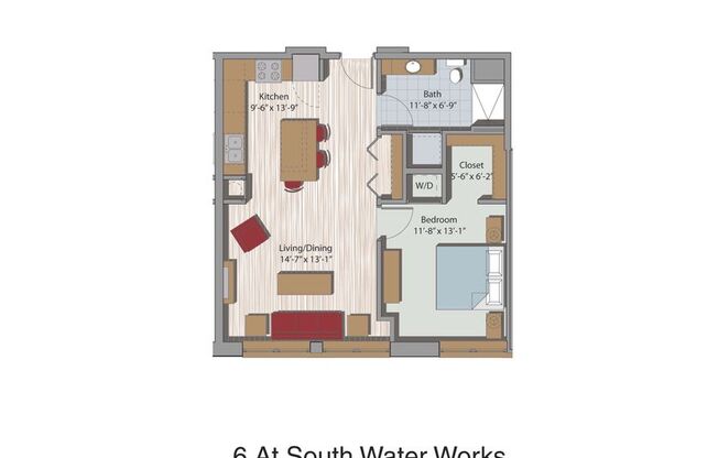 1 bed, 1 bath, 728 sqft, $1,700, Unit 411