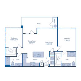 2 beds, 2 baths, 1,160 sqft, $1,670