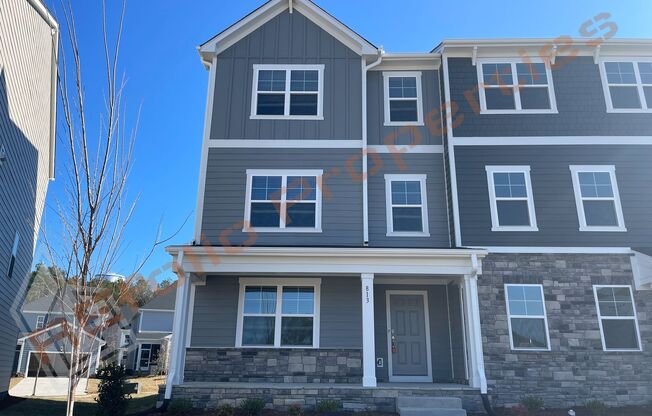 Rental Resort Living! Beautiful Brand New End Unit 3 Story 4 bedroom, 3.5 bathroom Bradley Townhome With Many Windows Featuring a 1st floor Guest Suite, 2 Car Garage, and High Speed Internet Included! Located in Stoneriver, Knightdale, Available Now!