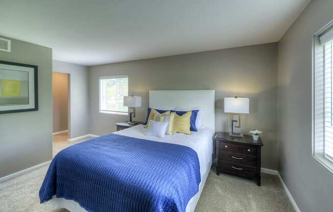 Spacious Bedroom With Comfortable Bed, at Carol Stream CrossILg, Carol Stream Illinois
