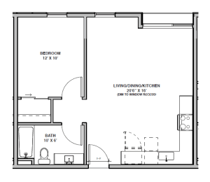 1 bed, 1 bath, 609 sqft, $1,273