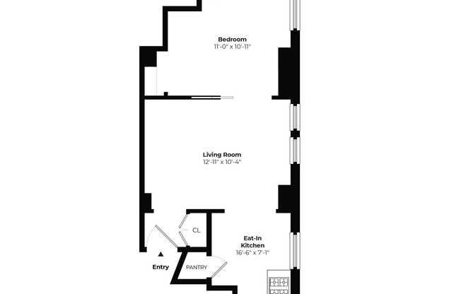 1 bed, 1 bath, $3,400, Unit 3D