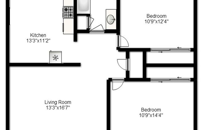 2 beds, 1 bath, 903 sqft, $1,190, Unit E-4