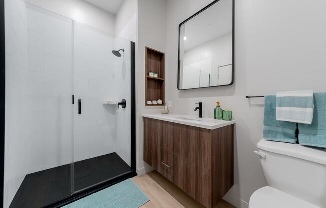 Bathroom at TREO Apartments, Cleveland, Ohio