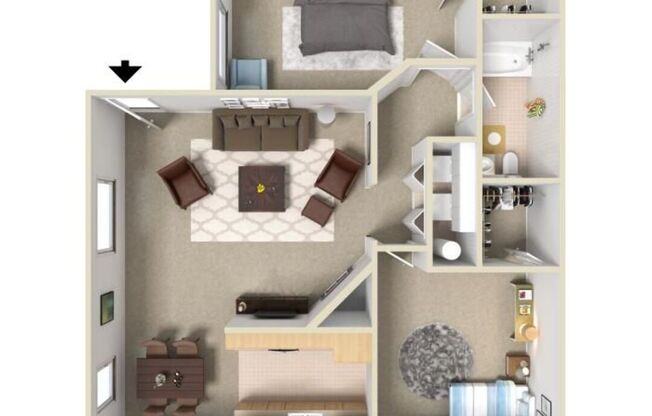 2 beds, 1 bath, 840 sqft, $2,495