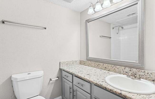 A white toilet sits next to a sink in a bathroom.