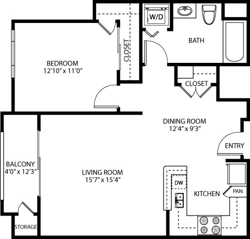 1 bed, 1 bath, 895 sqft, $3,713, Unit 422