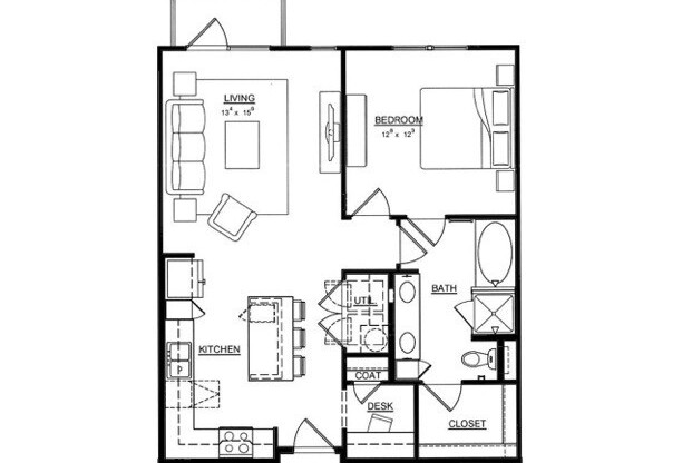 1 bed, 1 bath, 890 sqft, $1,710