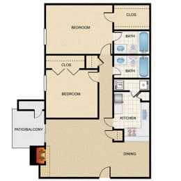 2 beds, 2 baths, 952 sqft, $1,350