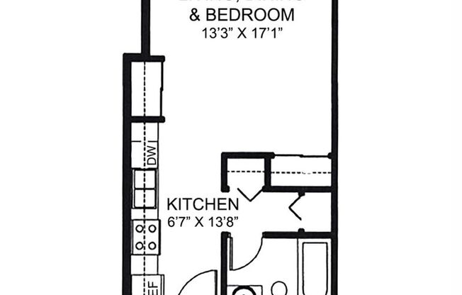 Studio, 1 bath, 438 sqft, $1,070, Unit 104