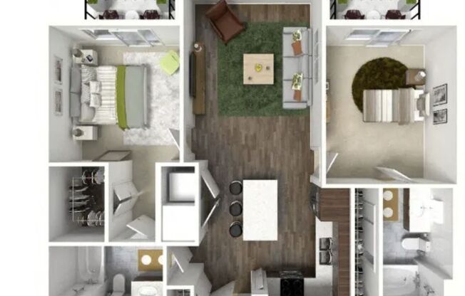 2 beds, 2 baths, 961 sqft, $1,522, Unit 4208