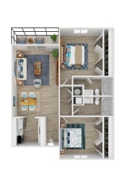 2 beds, 2 baths, 875 sqft, $1,540