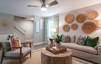 Downstairs living room at Elme Sandy Springs Apartments, Atlanta, GA