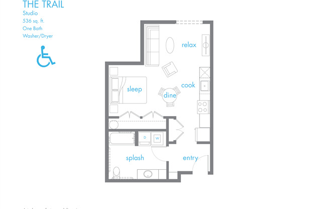 Studio, 1 bath, 536 sqft, $1,525