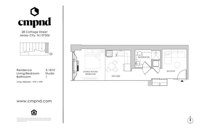 Studio, 1 bath, 399 sqft, $2,550, Unit 1210