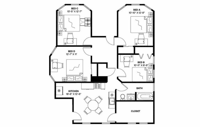 3 beds, 1 bath, $3,100, Unit 1