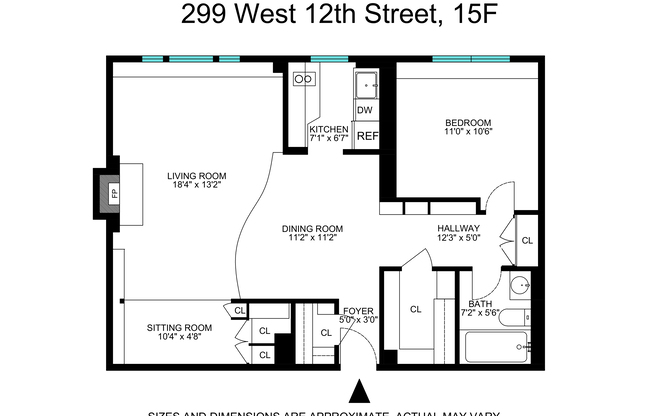 1 bed, 1 bath, $8,500, Unit 15F