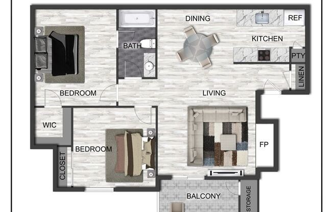 2 beds, 1 bath, 832 sqft, $1,639, Unit 2066